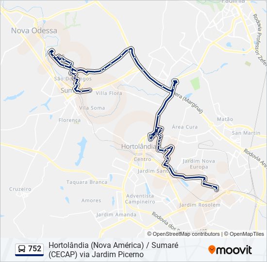 752 bus Line Map