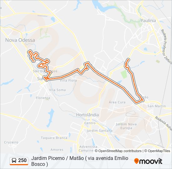 250 bus Line Map