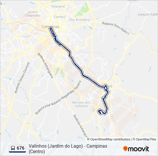 Mapa da linha 676 de ônibus