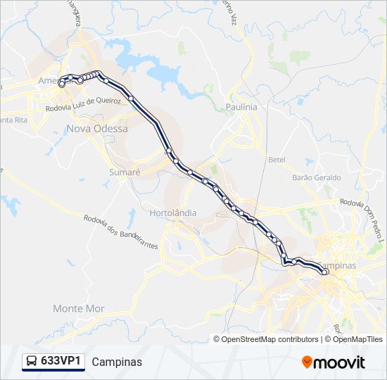 Mapa da linha 633VP1 de 