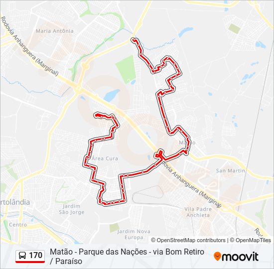 170 bus Line Map