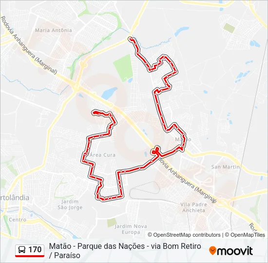 170 Bus Line Map