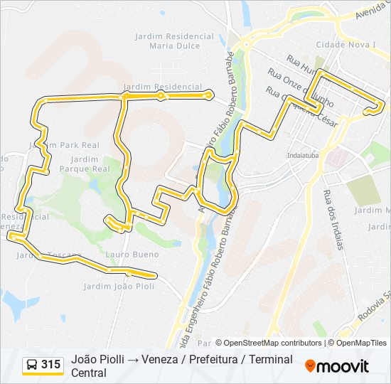 Mapa de 315 de autobús