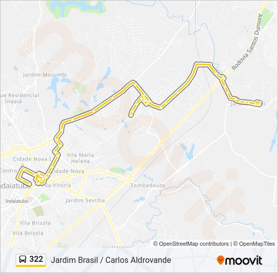 Mapa da linha 322 de ônibus