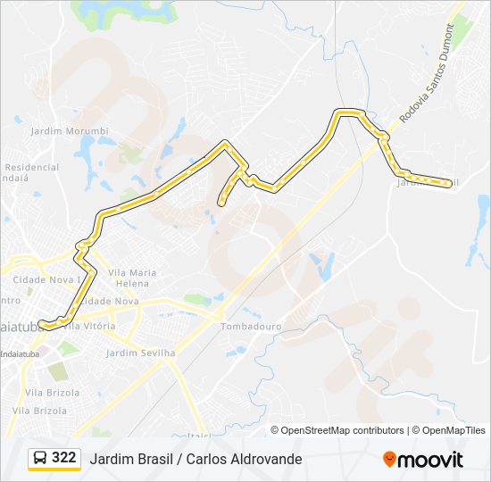 Mapa da linha 322 de ônibus