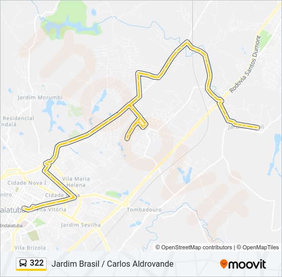 Mapa da linha 322 de ônibus