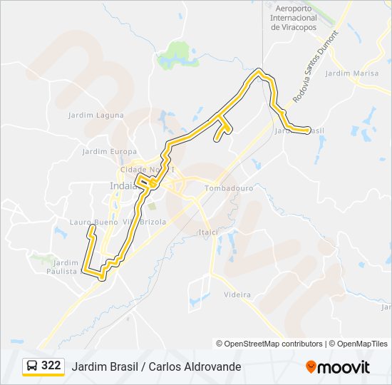 Mapa da linha 322 de ônibus