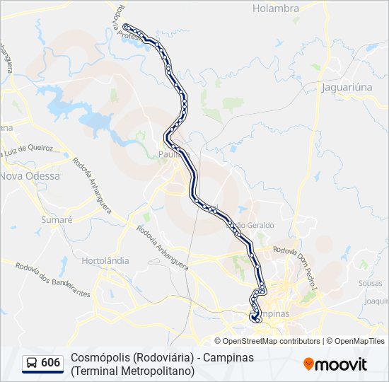 Mapa da linha 606 de ônibus