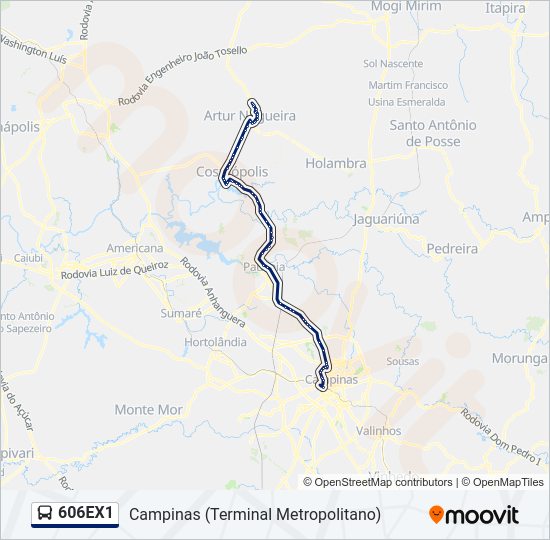 Mapa da linha 606EX1 de 