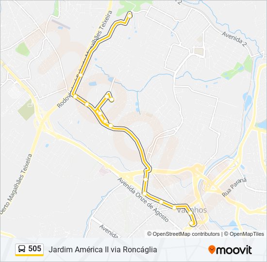 505 bus Line Map