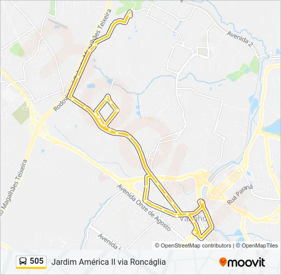 505 Bus Line Map