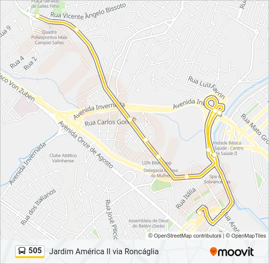505 Bus Line Map