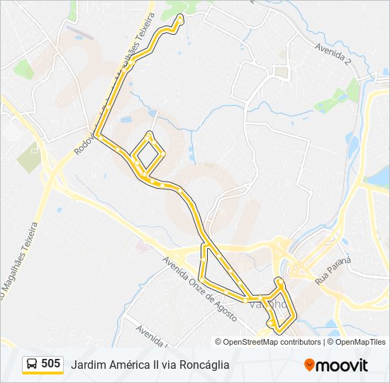 Mapa de 505 de autobús