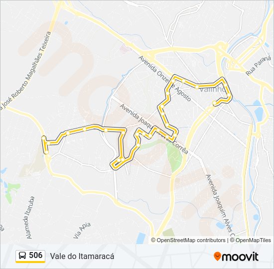 Mapa da linha 506 de ônibus
