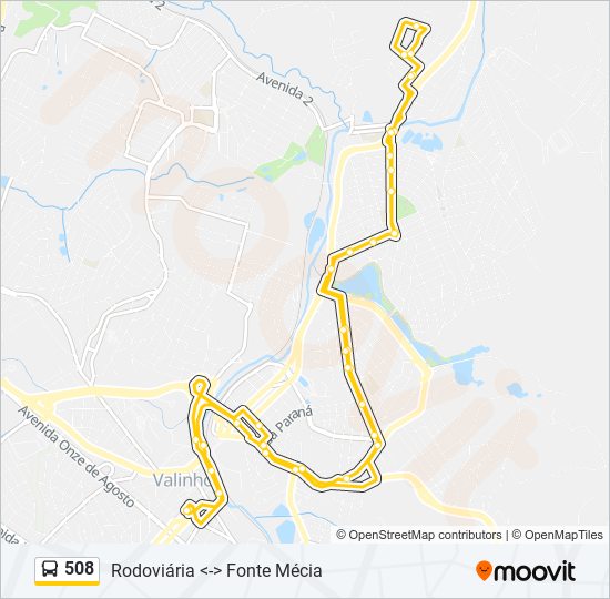 Mapa de 508 de autobús