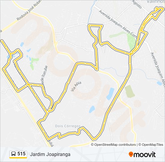 Mapa da linha 515 de ônibus