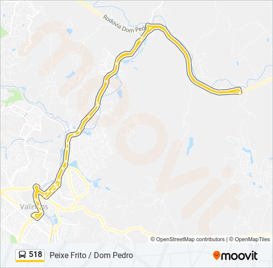 Mapa da linha 518 de ônibus