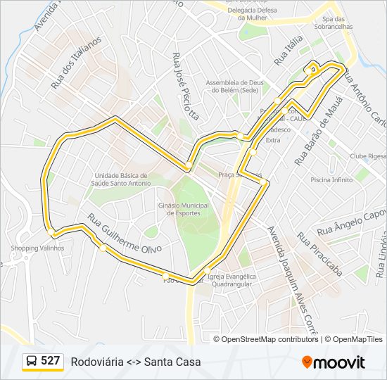 Mapa da linha 527 de ônibus