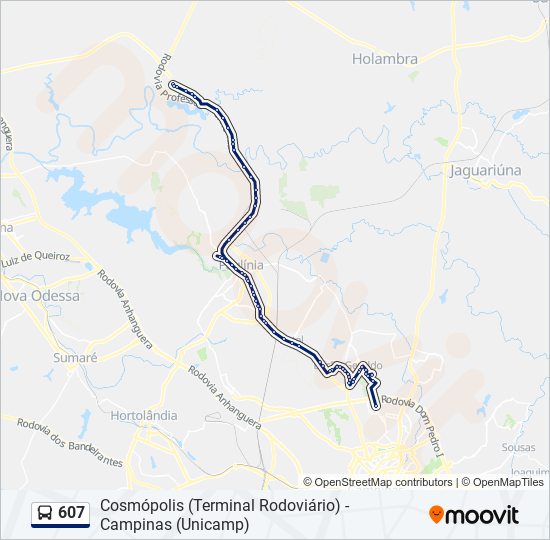 Mapa de 607 de autobús