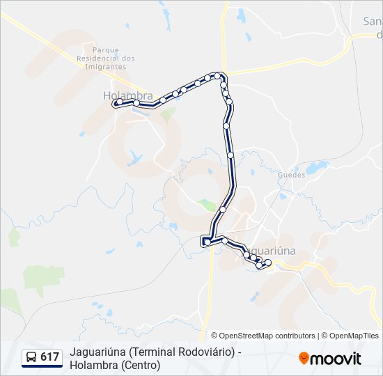 Mapa de 617 de autobús