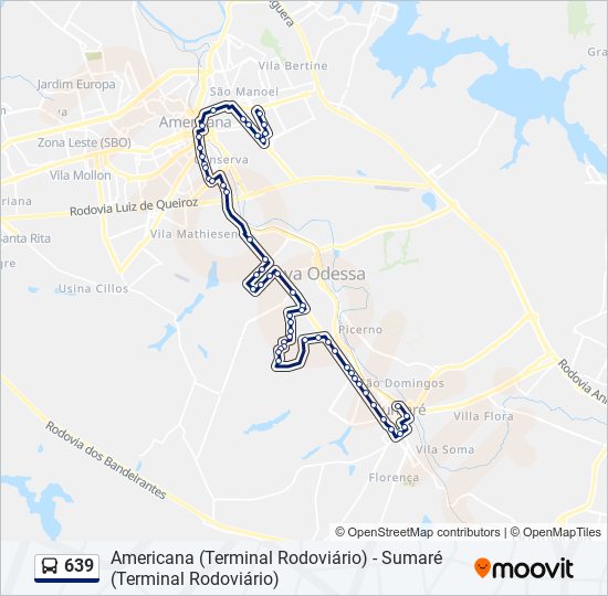 Mapa da linha 639 de ônibus