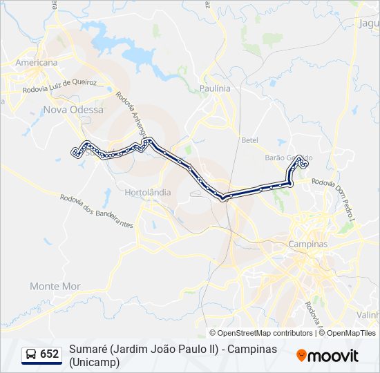 652 bus Line Map