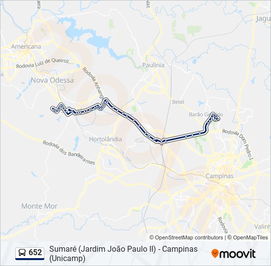 Mapa de 652 de autobús