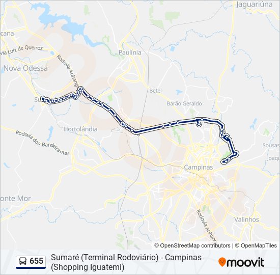 Mapa de 655 de autobús