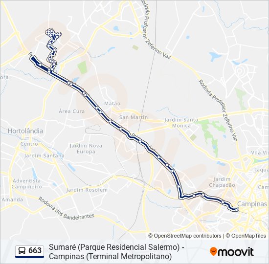 Mapa de 663 de autobús