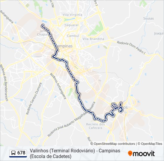 Mapa da linha 678 de ônibus