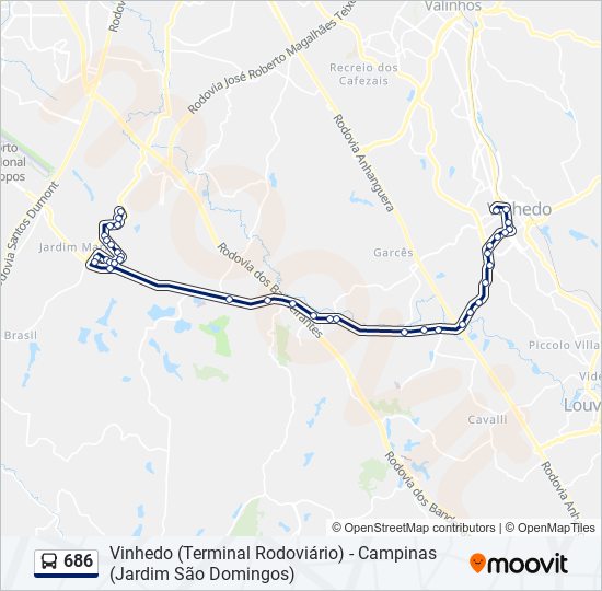 Mapa de 686 de autobús