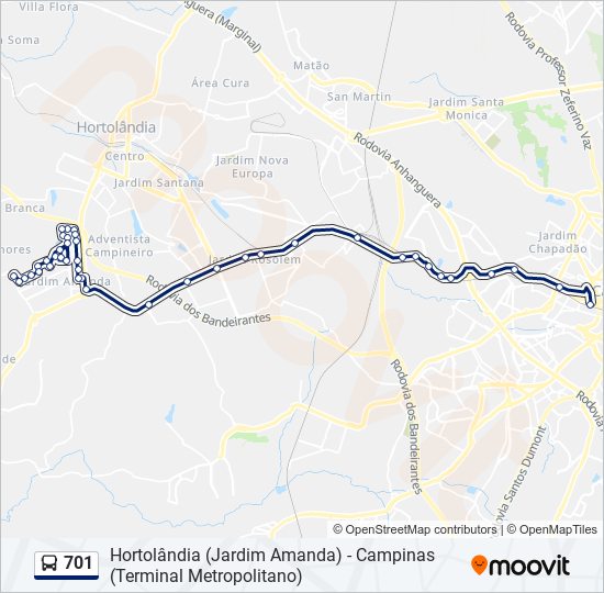 Mapa de 701 de autobús