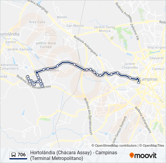 Mapa de 706 de autobús