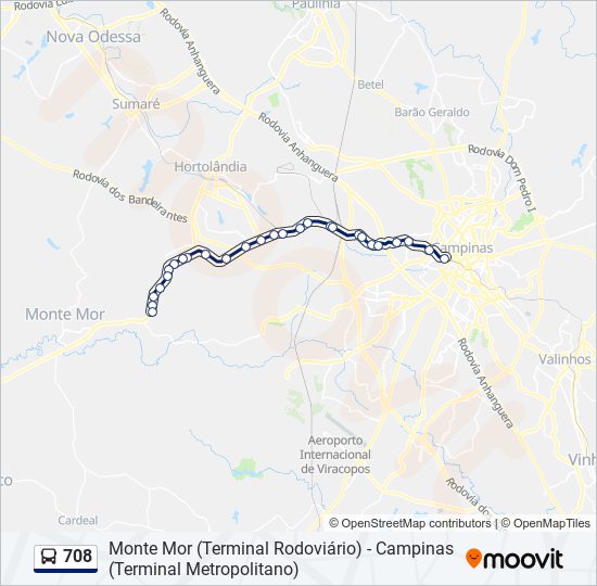 Mapa de 708 de autobús