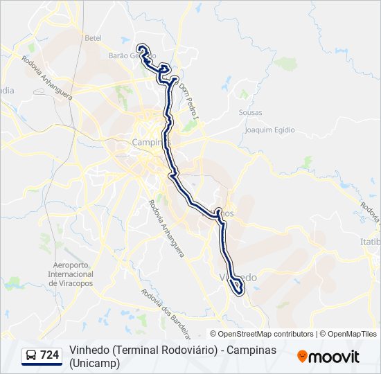 Mapa da linha 724 de ônibus