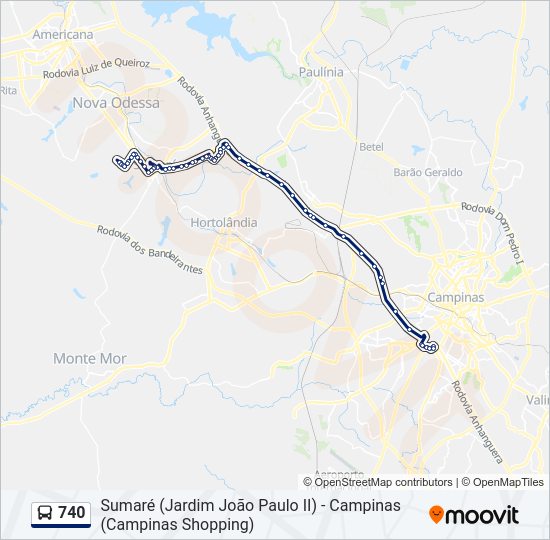 Mapa da linha 740 de 