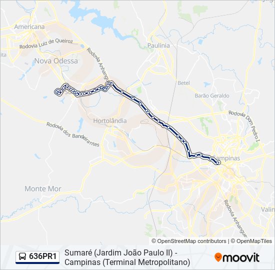 636PR1 bus Line Map