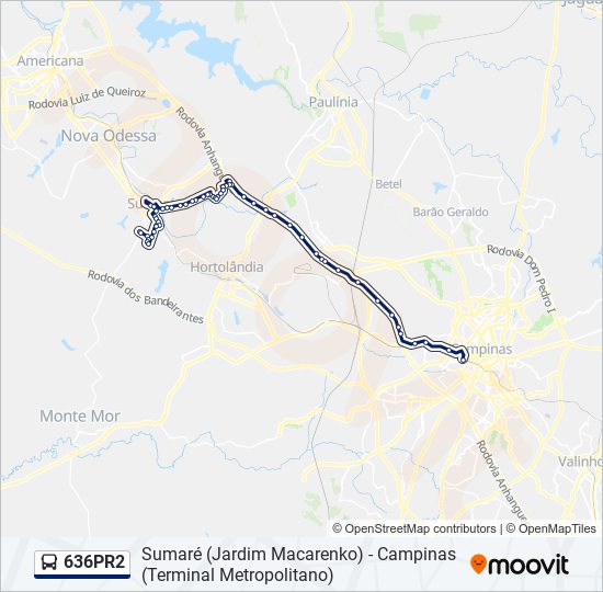 Mapa de 636PR2 de autobús