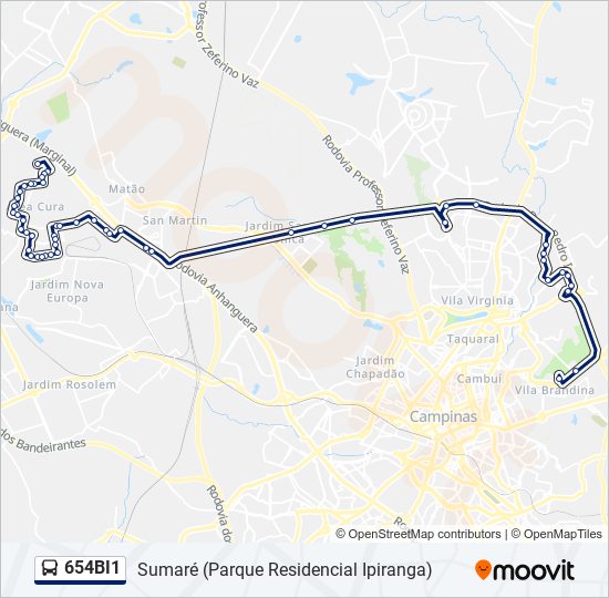 654BI1 bus Line Map