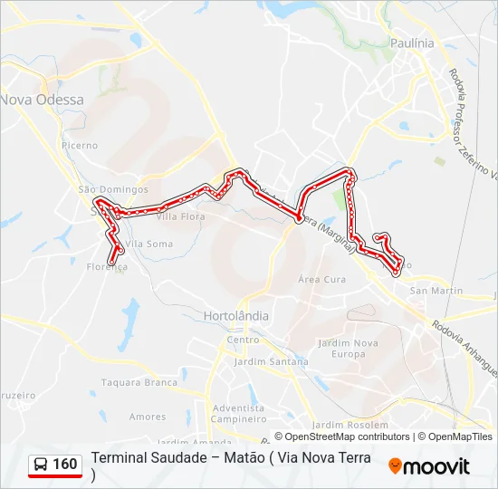 160 Bus Line Map