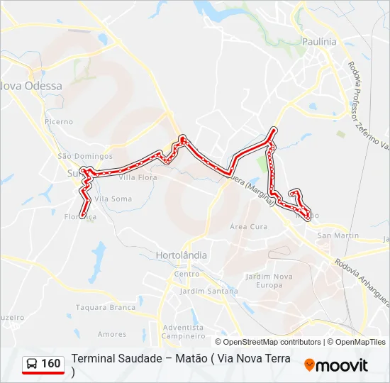 160 Bus Line Map