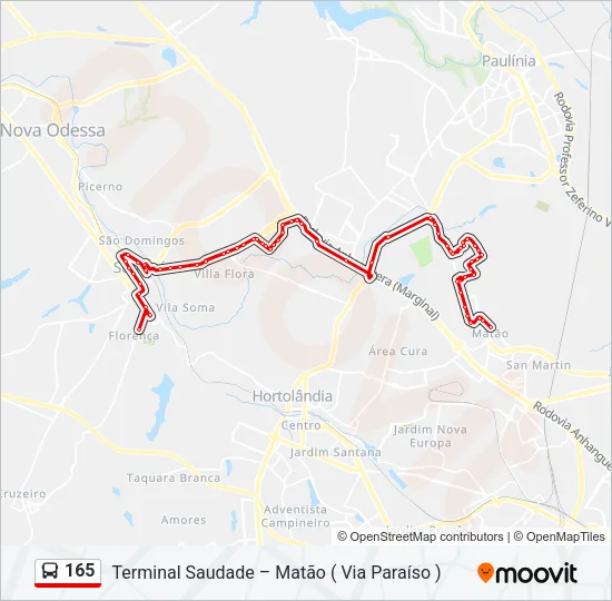 165 Bus Line Map