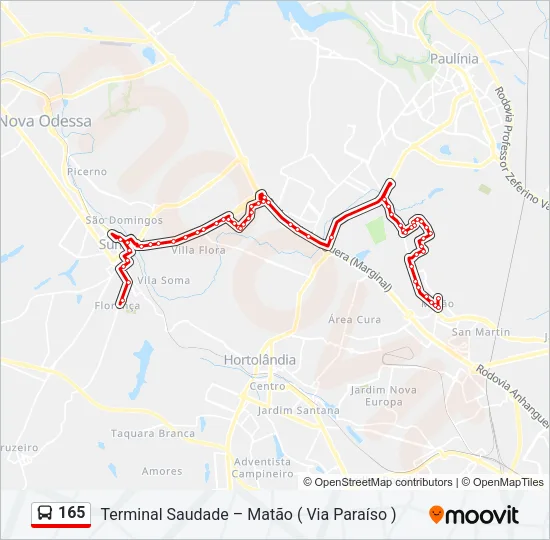 165 Bus Line Map