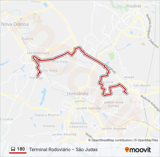 180 Bus Line Map