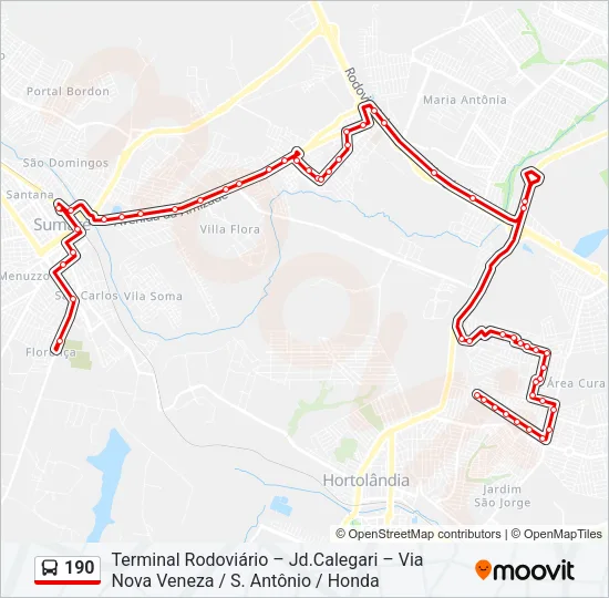 190 Bus Line Map