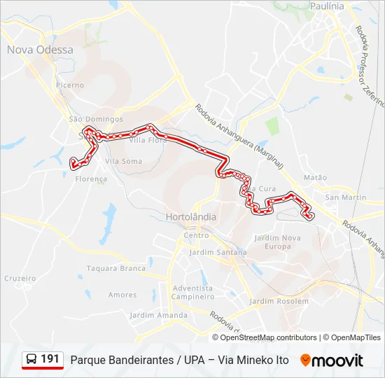 191 Bus Line Map