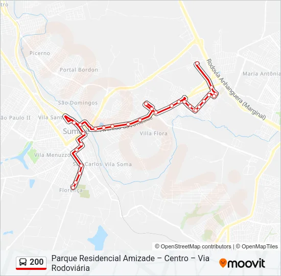200 Bus Line Map