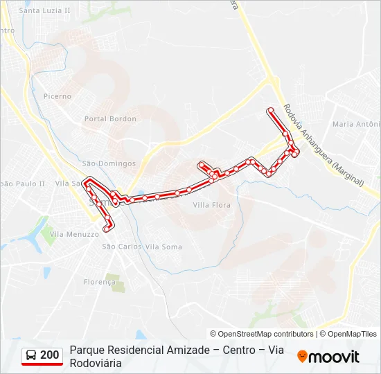 200 Bus Line Map