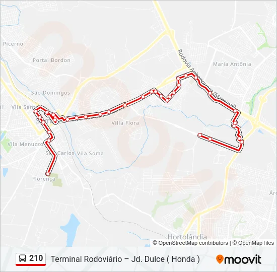 210 Bus Line Map