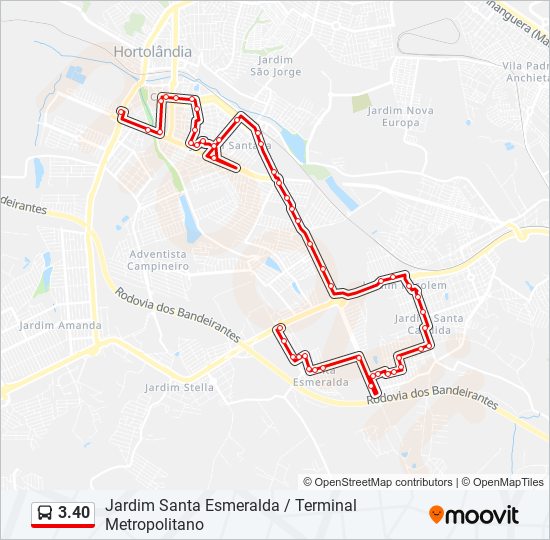 Mapa de 3.40 de autobús